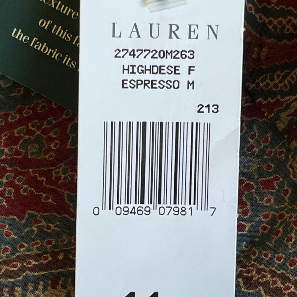 Lauren Ralph Lauren Silk Paisley Midi Skirt Size 14 NWT Brown Ruffle Hem - Picture 8 of 11